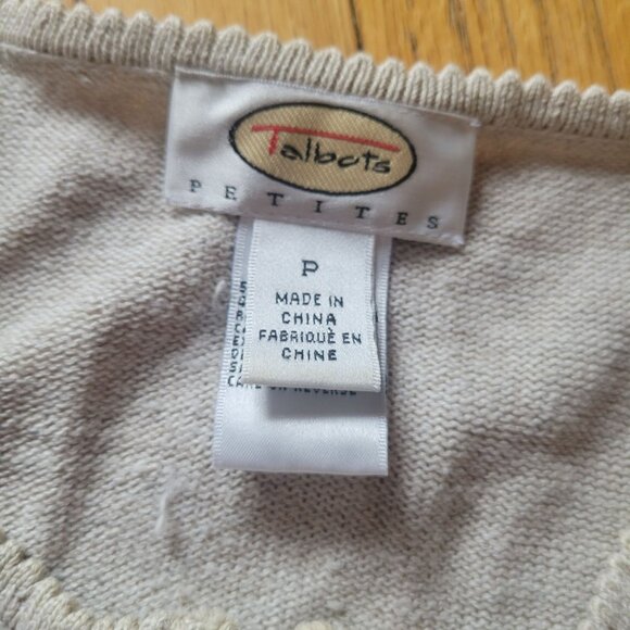 Hand-Embroidered Womens Cardigan With Feather Design & Full Zip Beige Cotton - Picture 7 of 8